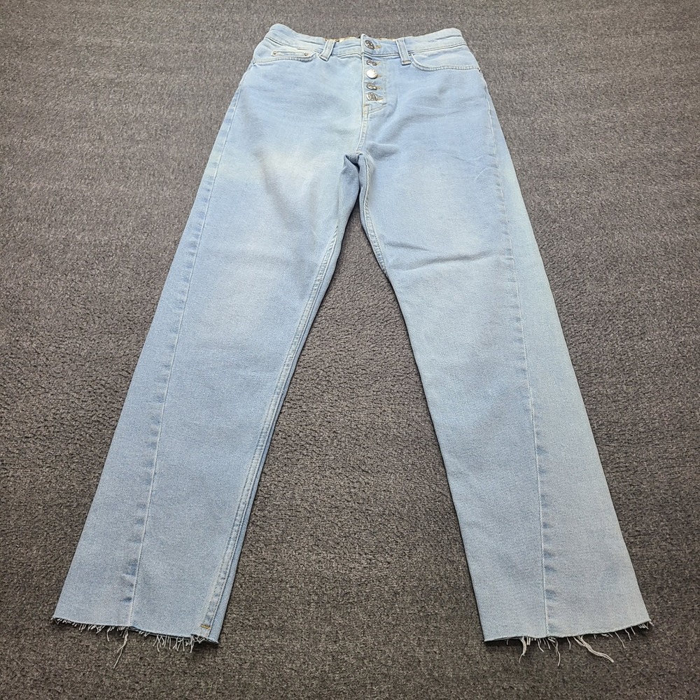 BDG Girlfriend Jeans Womens 26 Light Blue Excellent Button Fly Striped Yoke